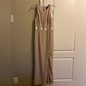 Adrianna Papell Champagne Open-Back Dress